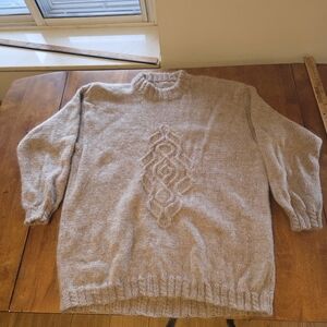 Vintage hand knit wool sweater beige womens large